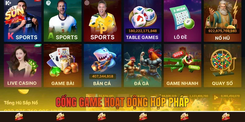 Cổng game hoạt động hợp pháp